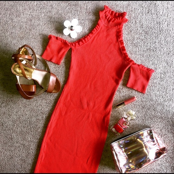 Cold Shoulder Mini Dress Tube Stretchy size small - Picture 2 of 8